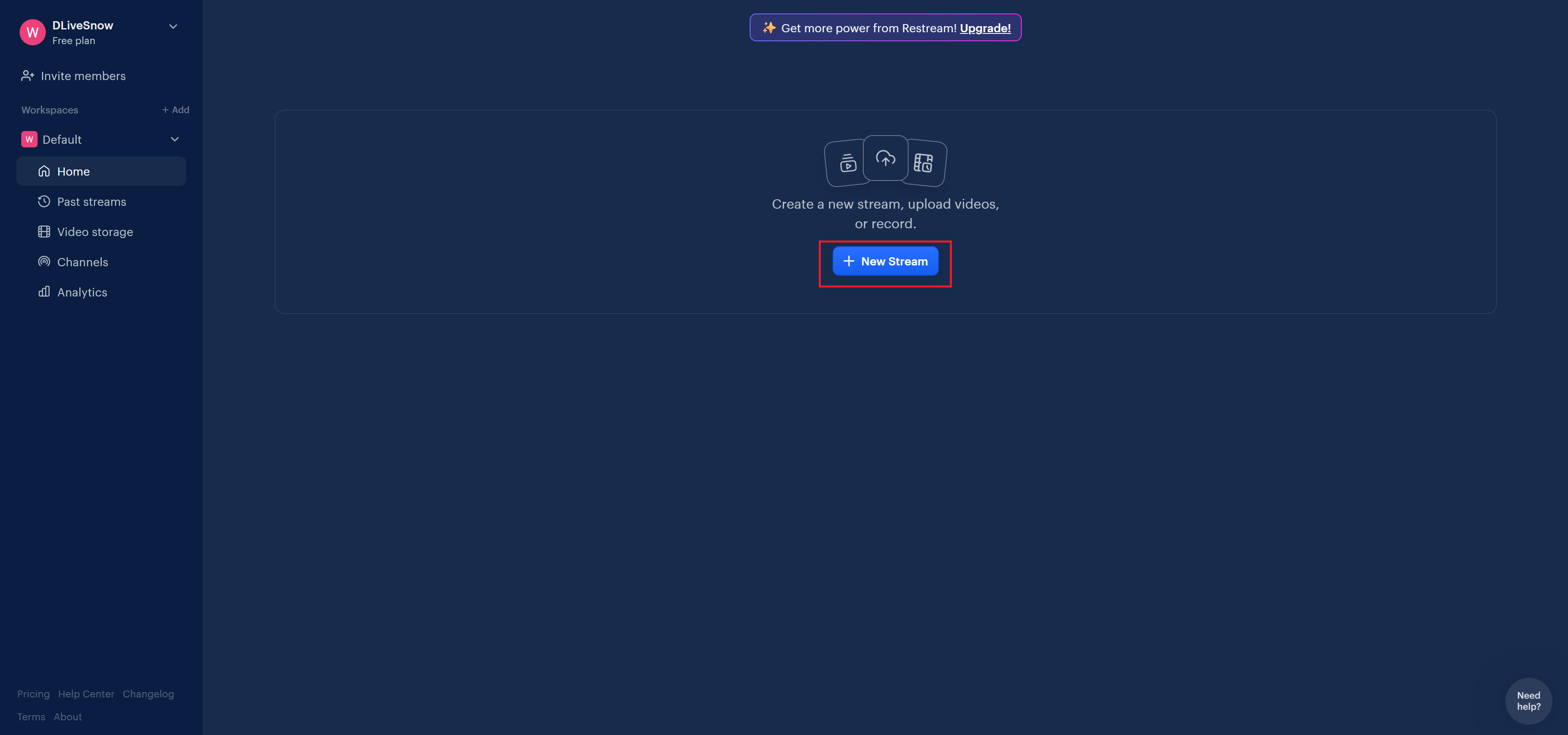 3. Restream after login page.png